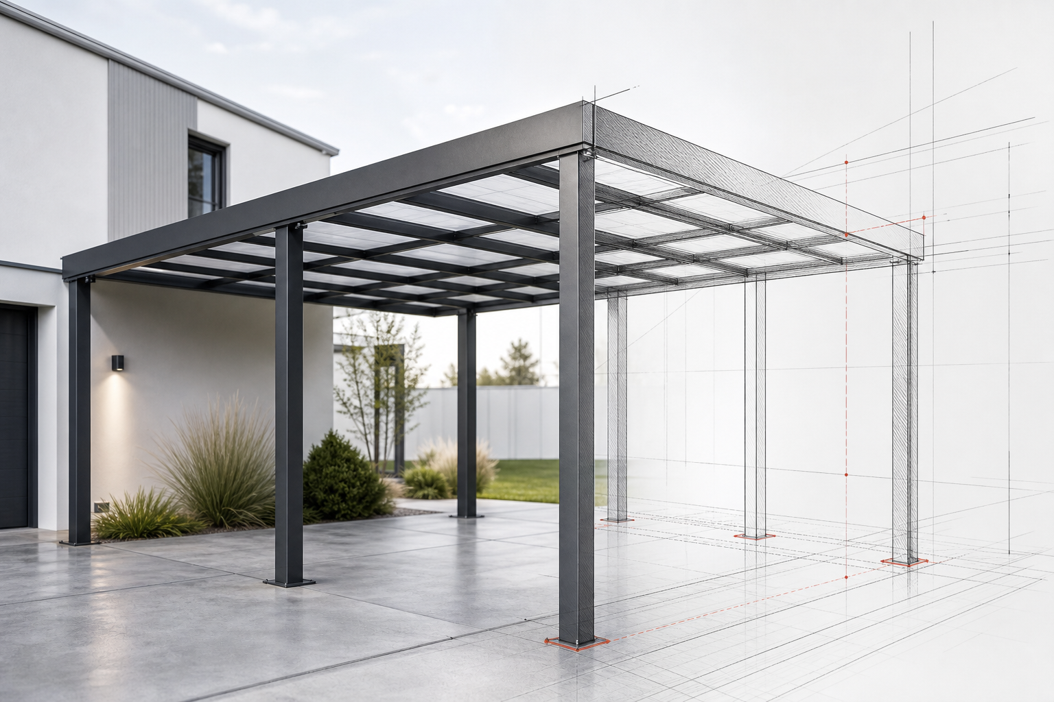 Carport w trybie projektu konstrukcji